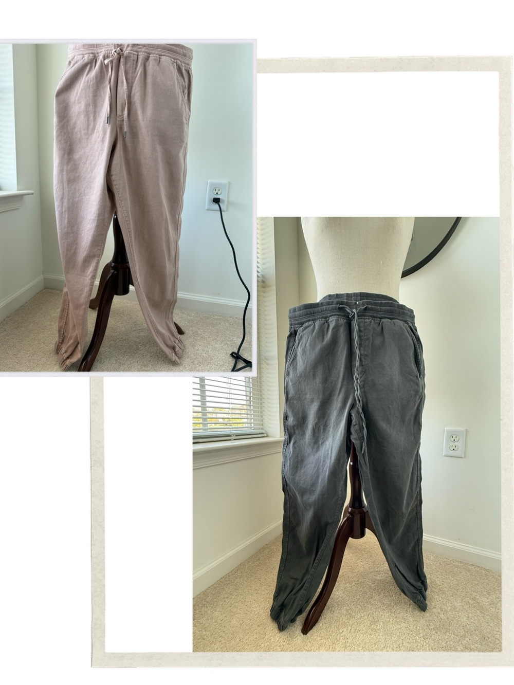 BUNDLE- Women Drawstring Jogger Pants in Dusty Rose and Faded Black BUNDLE of 2